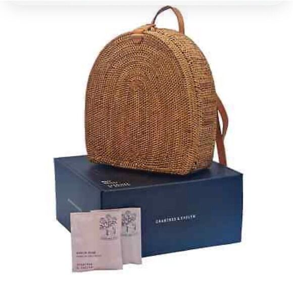 Crabtree & Evelyn wicker/wood backpack purse pocketbook’ shoulder bag purse nwt - Picture 5 of 7